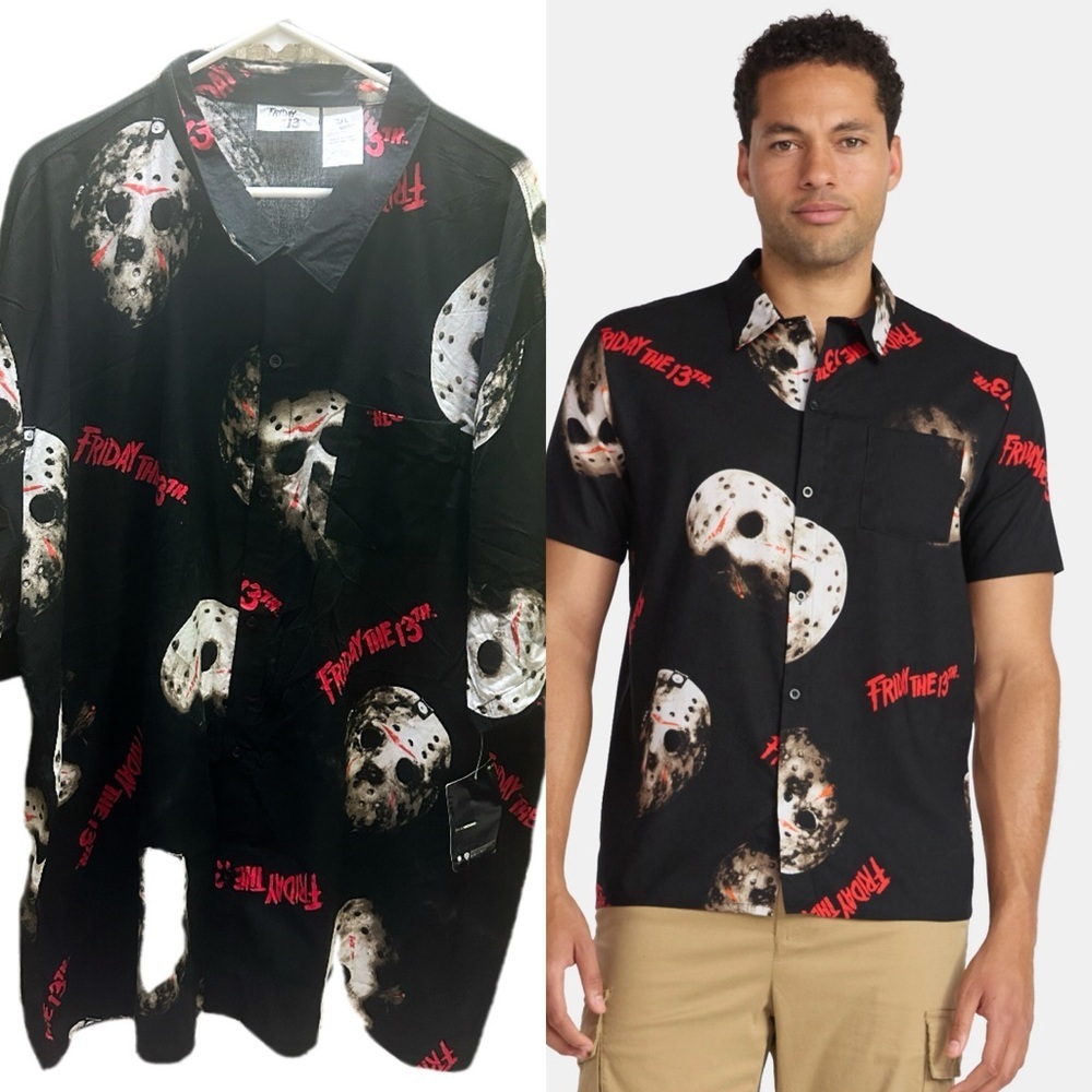 Warner Bros. Friday the 13Th Black and Red Graphic Men's Shirt 3XL